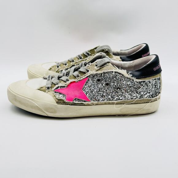 Golden Goose Pink and Silver Star Sneakers - Picture 4 of 9